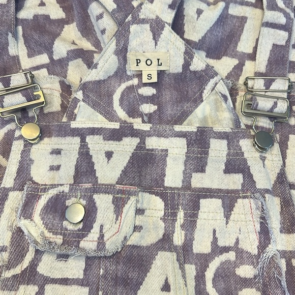 NWT POL Purple and White Text Print Jumpsuit - Picture 9 of 10